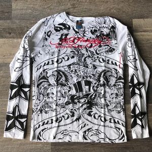 White and black Ed Hardy T shirt